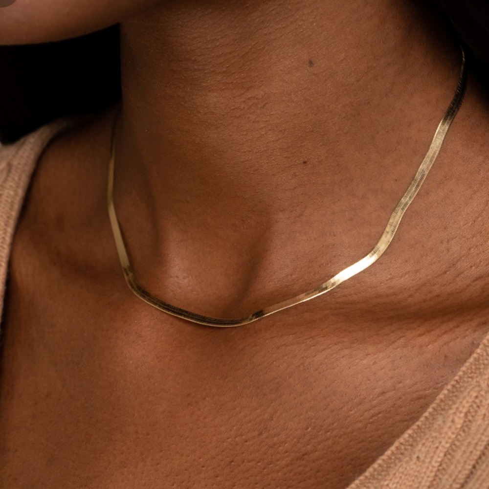 RARE Mejuri 14k Gold Herringbone Necklace